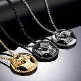 Men's Fitness Jewelry Dumbbell Charm Sport Barbell Pendant Biker Box Chain Necklace Stainless Steel Necklace