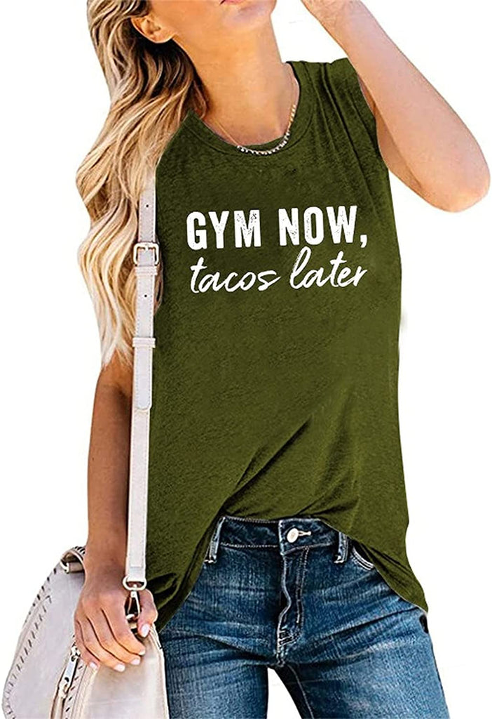 Femmes Gym maintenant Tacos plus tard débardeur drôle chemise d'entraînement