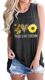 Femmes Peace Love Tournesols Débardeurs Sunshine Shirt