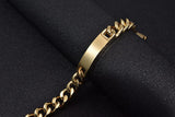Personnalisez le bracelet de barre de nom d'identité gravé pour hommes en acier inoxydable, chaîne à maillons cubains, bracelets personnalisés avec fermoir à boucle magnétique