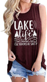 Chemise humoristique pour femmes, Lake Life, parce que les plages sont salées, chemise graphique Lake Life