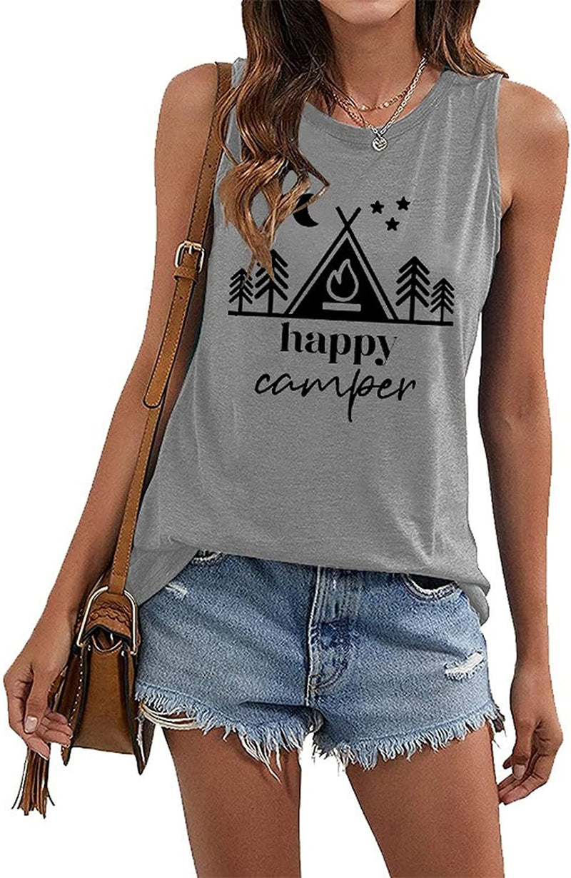 Débardeur Happy Camper pour femmes, chemise d'amoureux de la Nature, aventure de Camping