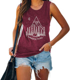 Femmes errer plus chemise aventure Camping en plein air graphique débardeurs