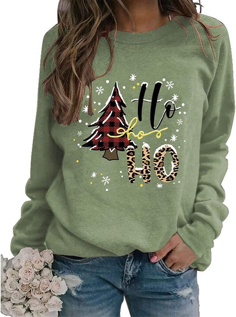 Sweat-shirt de noël pour femmes, chemise graphique avec arbre de noël et flocon de neige