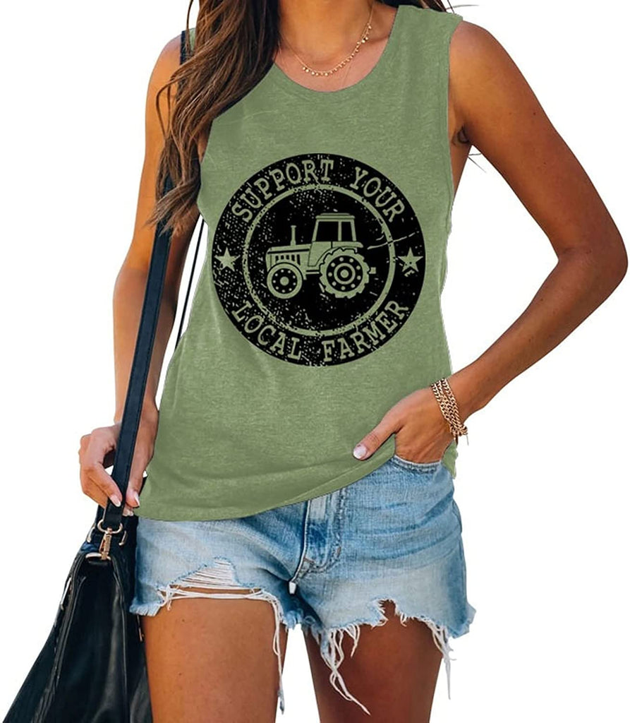 Women Support Your Local Farmer Tank Funny Farm Shirt