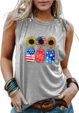 Débardeur patriotique pour femmes, pot de tournesols, chemise