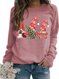 Sweat-shirt à manches longues pour femmes, Gnomes de noël, chemise d'arbre de noël