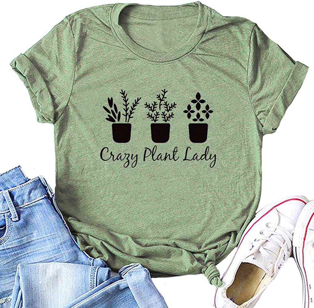 Women Crazy Plant Lady Graphic T-Shirt