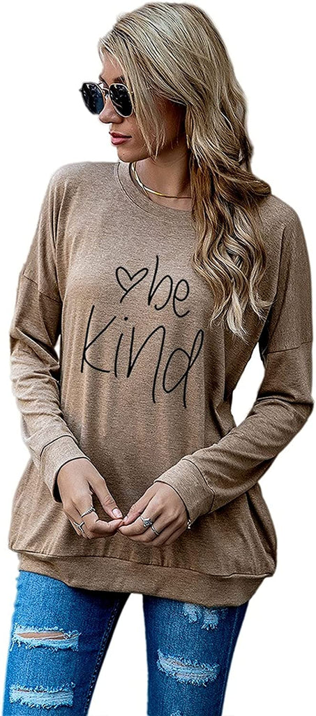 Chemise cadeau Be Kind Heart pour femme, manches longues, chemisier tendance avec poches