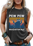 Femmes Pew Pew Madafakas Chemise Drôle Pew Pew Chat Chemise Femmes Débardeur Graphique