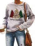 Sweat-shirt à manches longues pour femmes, sweat-shirt joyeux noël, arbres de noël