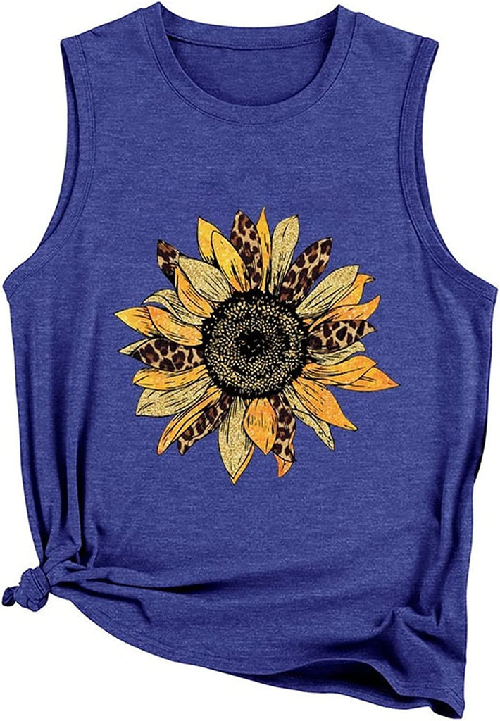 Débardeur tournesol pour femmes, t-shirt d'été décontracté sans manches