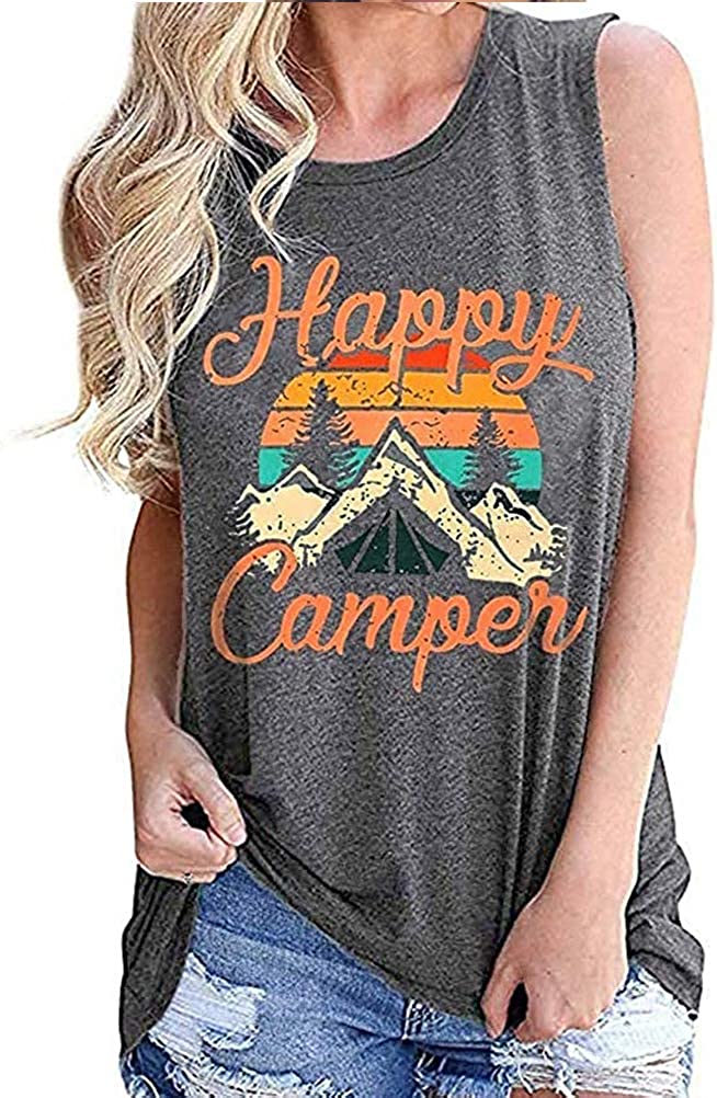 Débardeur Happy Camper pour femmes, t-shirt de Camping