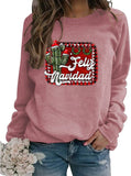 Women Feliz Navidad Sweatshirt Spanish Merry Christmas Cactus Shirt