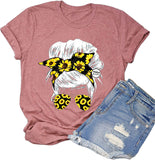 Femmes cheveux en désordre chignon tournesol T-Shirt chignon en désordre crâne chemise