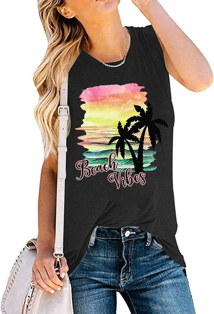 Chemise sans manches Beach Vibes pour femmes, débardeur de plage