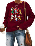 Femmes Santa Squad bonhomme de neige fille avec nœud cerf sweat chemise de noël