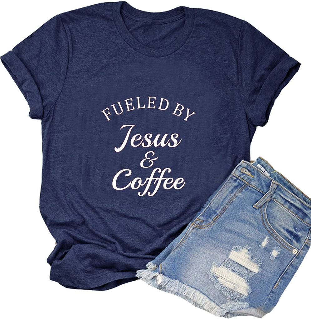 Women Fueled by Jesus and Coffee T-Shirt Christian Shirt