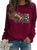 Women for The Love of The Game Football Sweatshirt Leopard Print Graphic Shirt