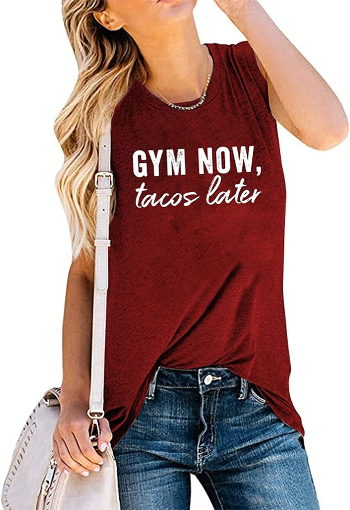 Femmes Gym maintenant Tacos plus tard débardeur drôle chemise d'entraînement