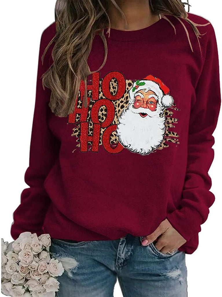 Damen Vintage Weihnachtsmann Sweatshirt Ho Ho Ho Frohe Weihnachten Shirt