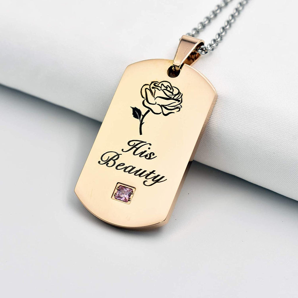 NEHZUS Mens Womens Stainless Steel Necklace Pendant Tag Jewelry Gift for Couple Personalized Name Matching Necklaces Set for Him and Her