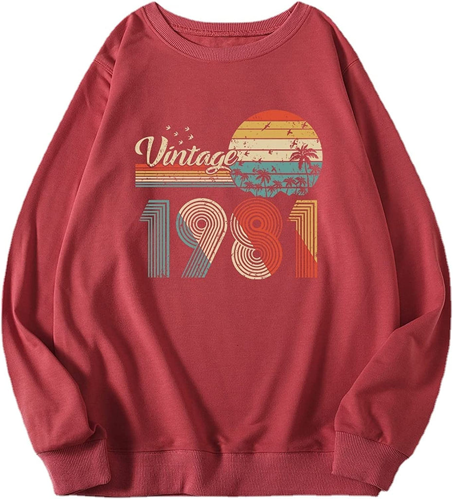 Sweatshirt mit Vintage-Motiv „1981“ für Damen, 40 Jahre alt, Geburtstagsgeschenk, Langarmshirt