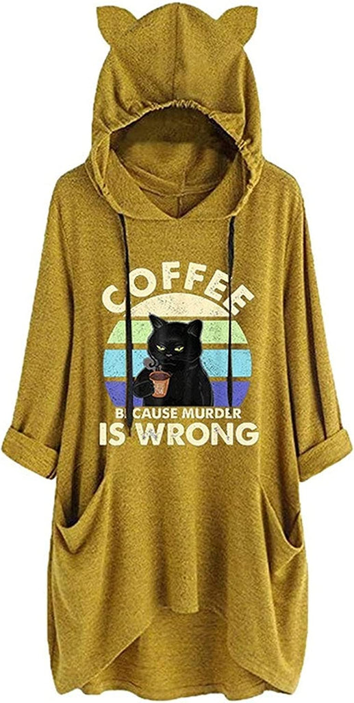 Women Coffee Because Murder Is Wrong Shirt with Pockets
