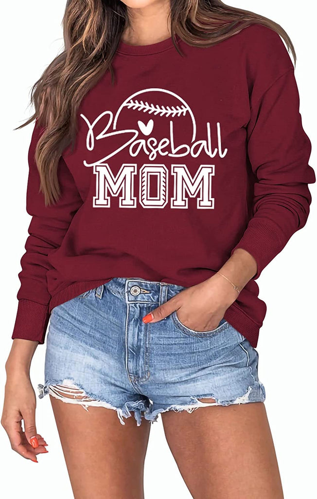 Women Baseball Mom Sweatshirt Sports Mom Gift Long Sleeve Shirt
