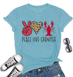 Women Peace Love Crawfish T-Shirt Crawfish Graphic Shirt