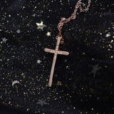 Womens Cross Necklace 18K Rose Gold Silver Filled, Long Large Skinny Cross Necklaces Simple, Ideas for Her Mom Daughter Sister Wife