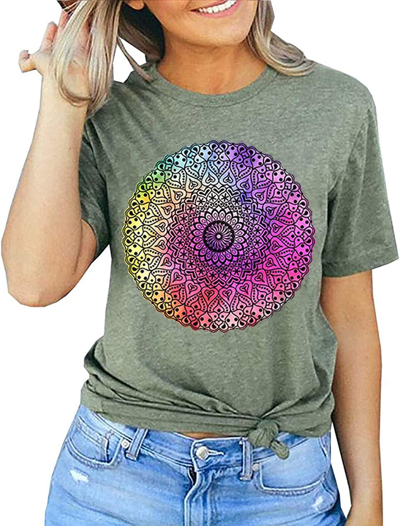 Women Mandala T-Shirt Bohemian Women T-Shirt