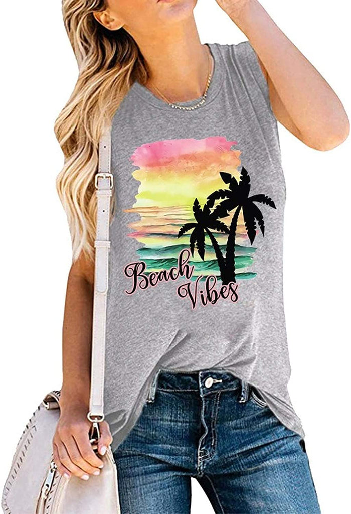 Chemise sans manches Beach Vibes pour femmes, débardeur de plage