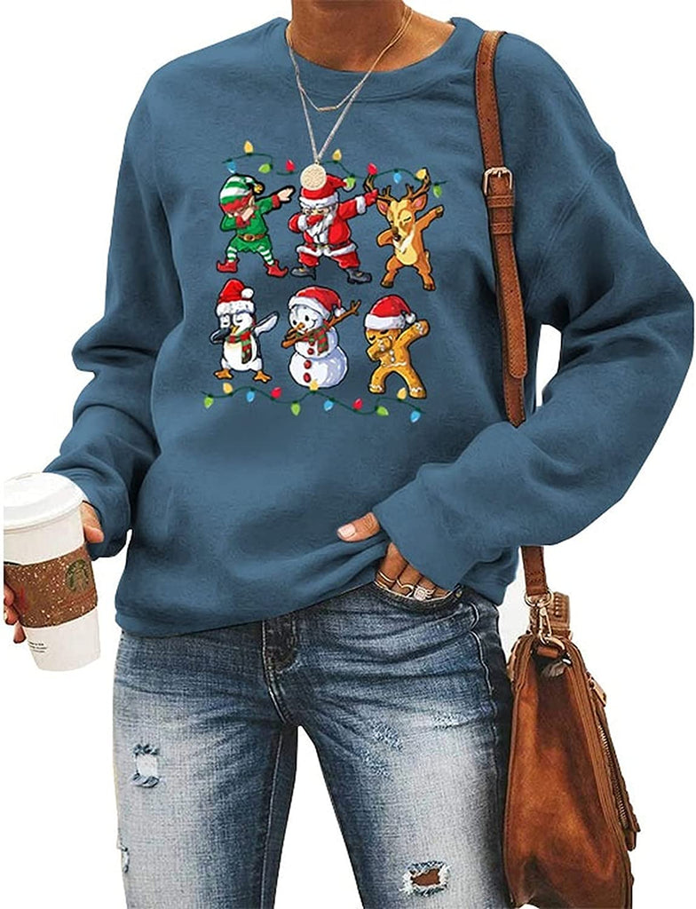 Femmes Santa Squad bonhomme de neige fille avec nœud cerf sweat chemise de noël