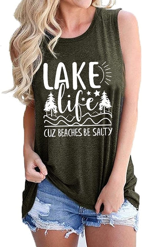 Chemise humoristique pour femmes, Lake Life, parce que les plages sont salées, chemise graphique Lake Life