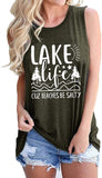 Chemise humoristique pour femmes, Lake Life, parce que les plages sont salées, chemise graphique Lake Life