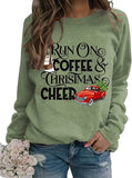 Sweat-shirt à café de joie de Noël pour femmes, je cours sur le café et la chemise de joie de Noël