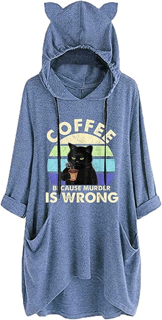 Women Coffee Because Murder Is Wrong Shirt with Pockets
