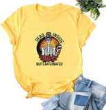 Dead Inside But Caffeinated Sunflower Women Long Sleeve Sweatshirt Skull Shirt for Women