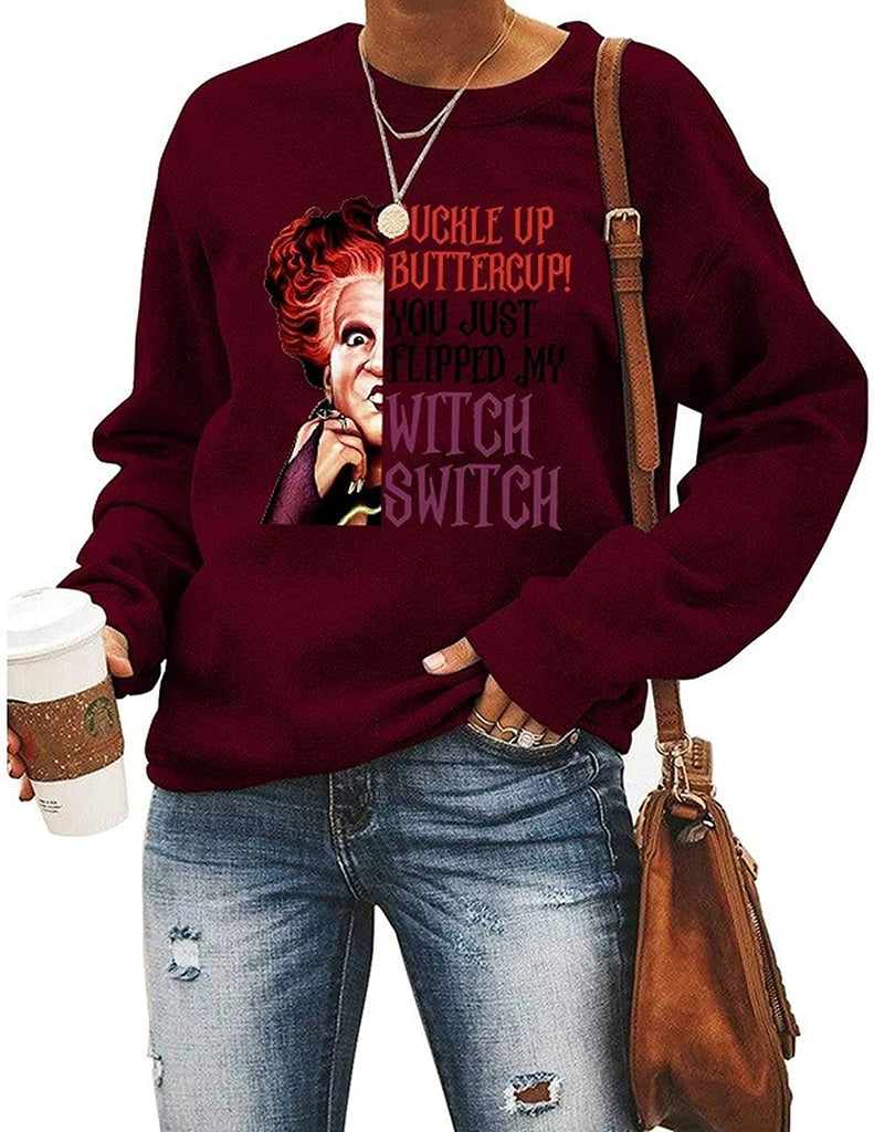 Sweat-shirt d'Halloween pour femme avec bouton d'or, vous venez de retourner mon interrupteur de sorcière