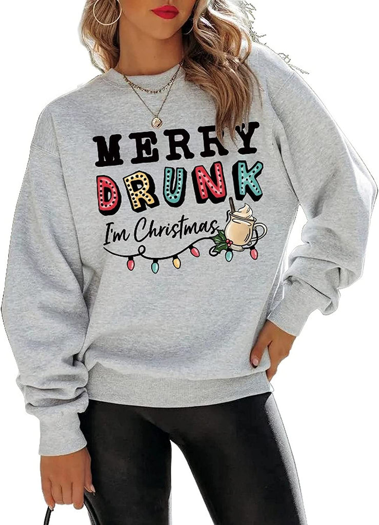 Merry Drunk I'm Christmas Sweatshirt Femme Chemise légère de Noël