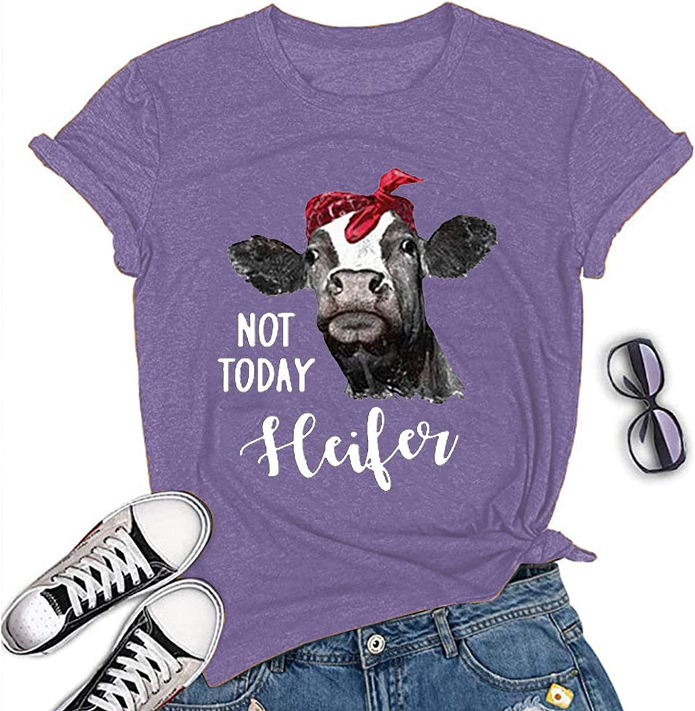 Women Not Today Heifer T-Shirt Cow Graphic Shirt