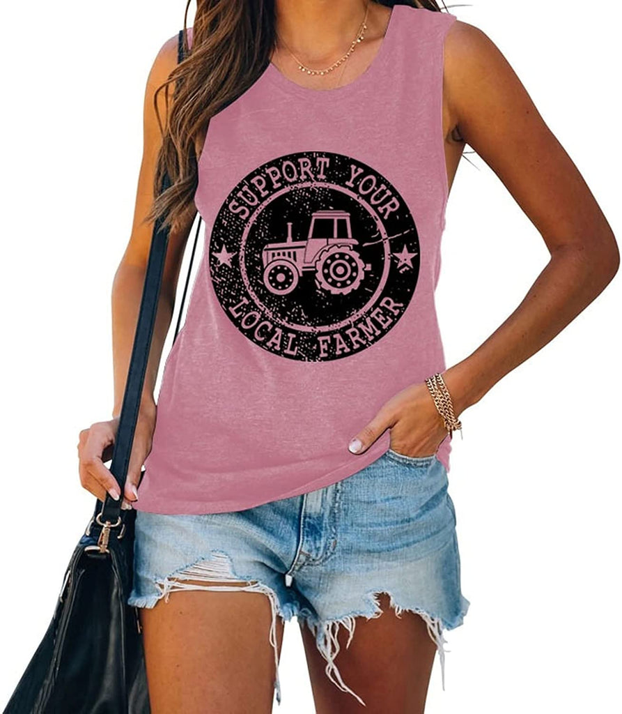 Women Support Your Local Farmer Tank Funny Farm Shirt