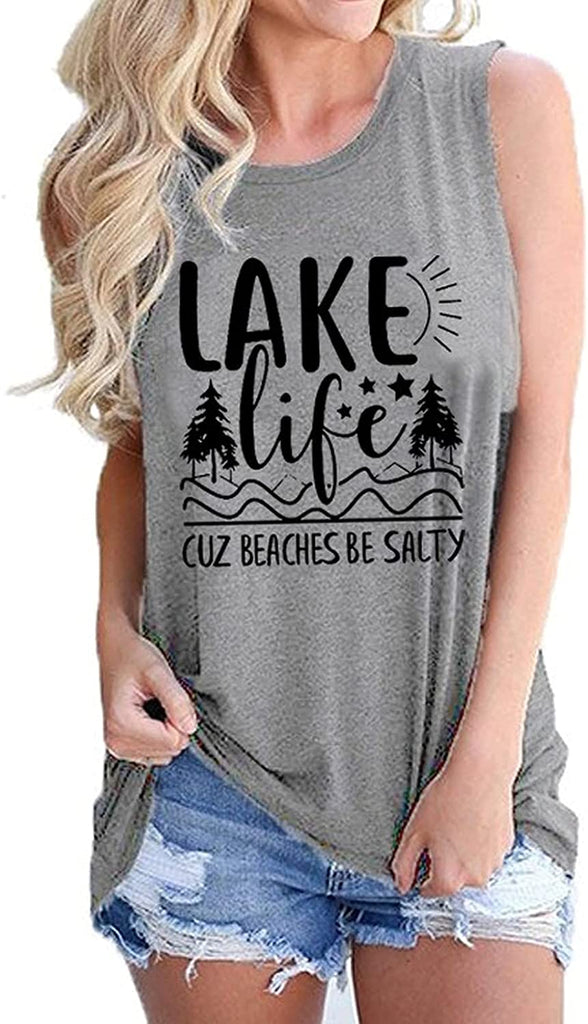 Chemise humoristique pour femmes, Lake Life, parce que les plages sont salées, chemise graphique Lake Life