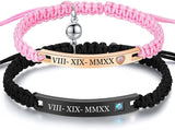 NEHZUS Couples Breloques Magnétiques Corde Tressée Bracelets Nom Personnalisé Barre en Acier Inoxydable Bracelet Bijoux Personnalisés pour Hommes Femmes Anniversaire