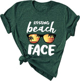 Women Resting Beach Face T-Shirt Women Beach Graphic Shirt Summer Beach Shirt