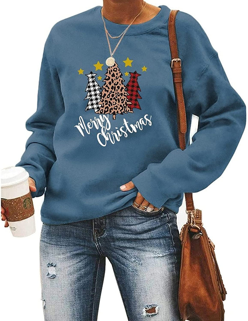 Sweat-shirt de noël à carreaux de buffle pour femmes, vêtements de joyeux arbre de noël
