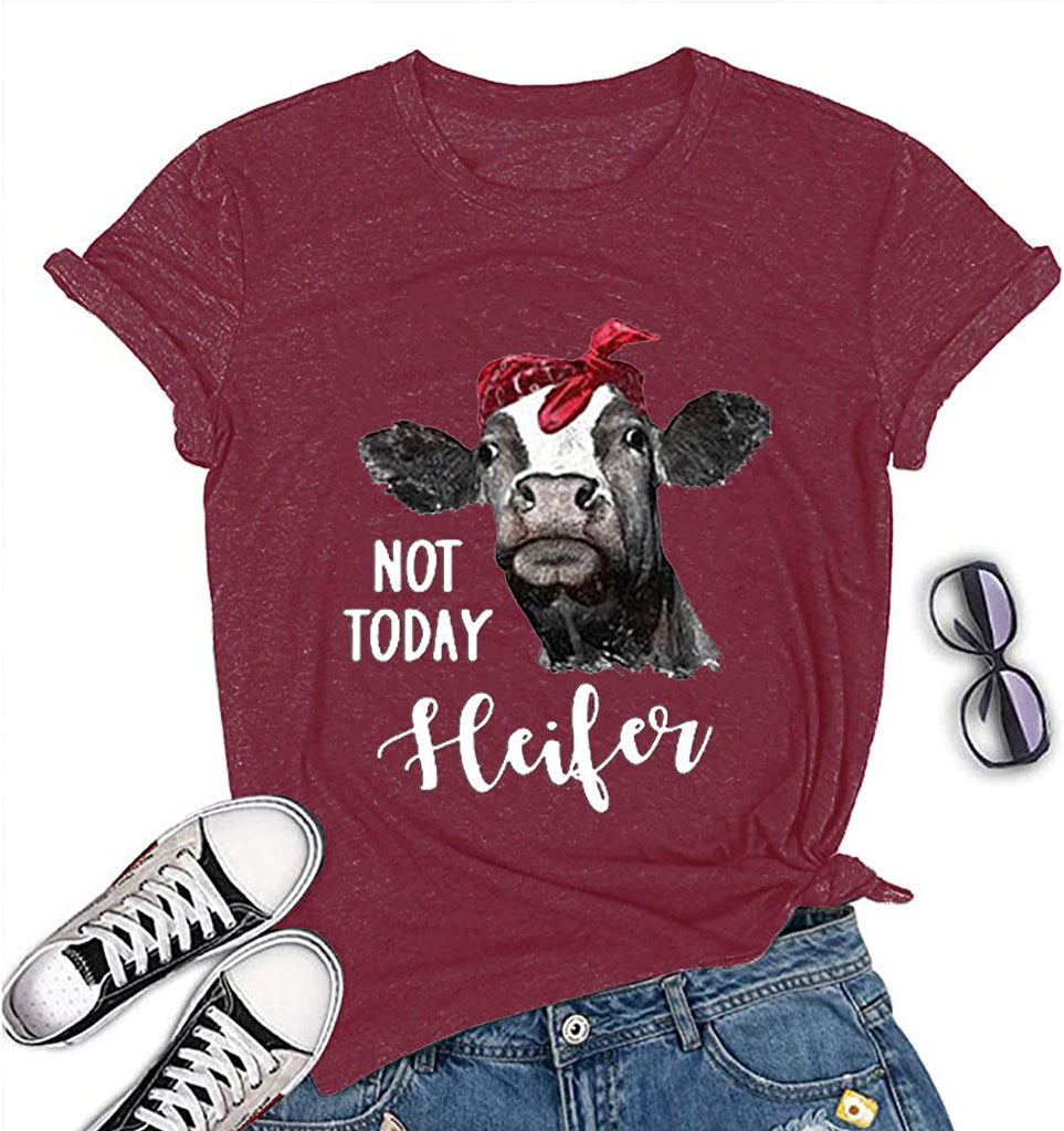 Women Not Today Heifer T-Shirt Cow Graphic Shirt