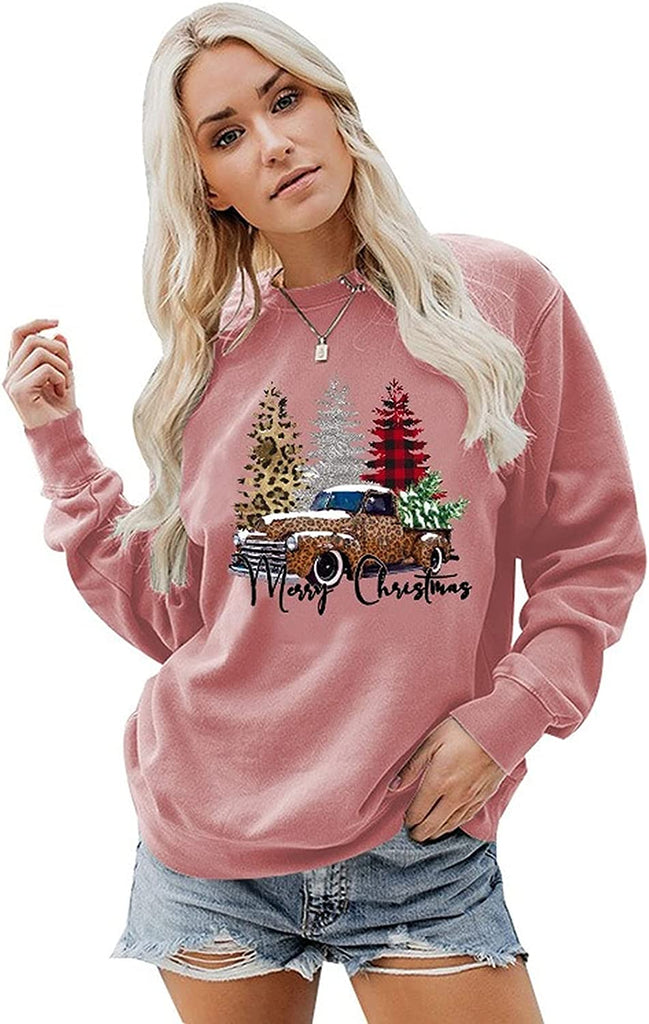 Sweat-shirt joyeux noël pour femmes, chemise de voiture, arbre de noël
