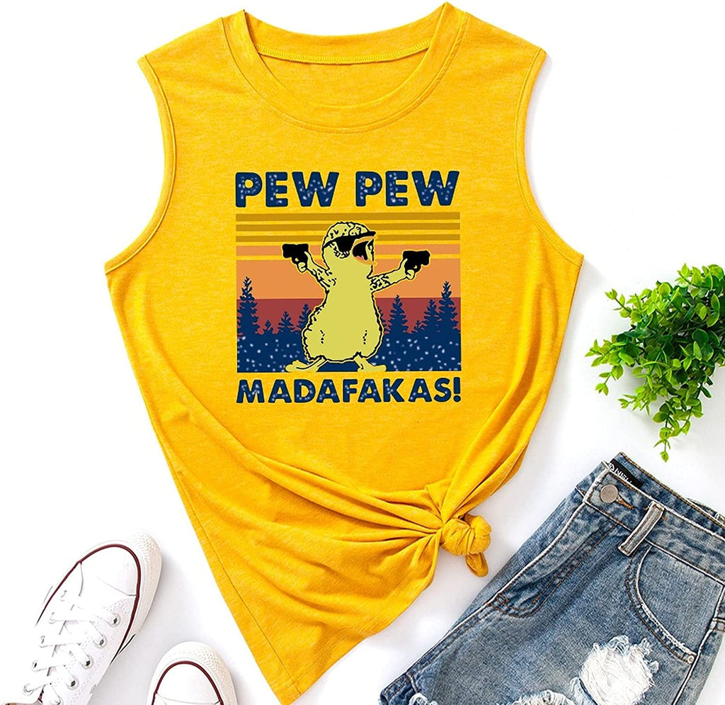 Femmes Pew Pew Madafakas Tank Funny Pew Pew Cat Shirt